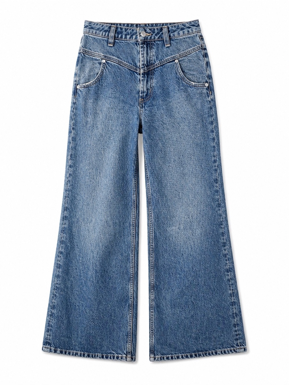 We The Free Wide Leg Jeans High Rise Y2K Western Flare Vintage Wash-Sz 28